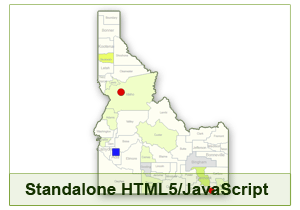 Interactive Map of Idaho - HTML5/JavaScript