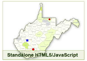 Interactive Map of West Virginia - HTML5/JavaScript