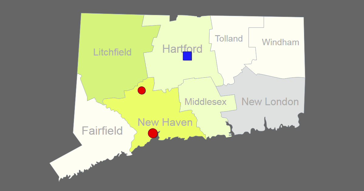 Interactive Map Of Connecticut Clickable Counties Cities 7783