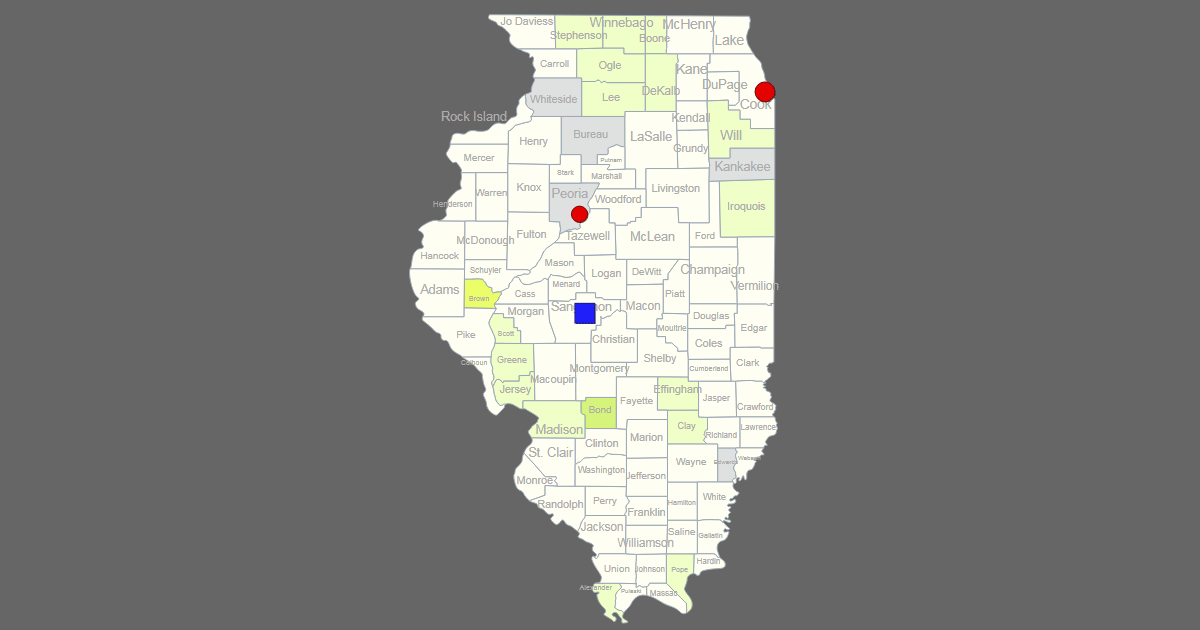Interactive Map of Illinois [Clickable Counties / Cities]