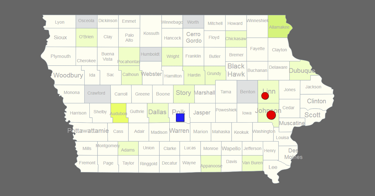 Interactive Map Of Iowa Clickable Counties Cities 6135