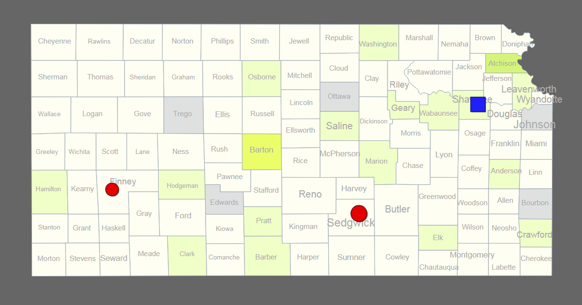 Kansas Map With Counties And Cities Printable 7540