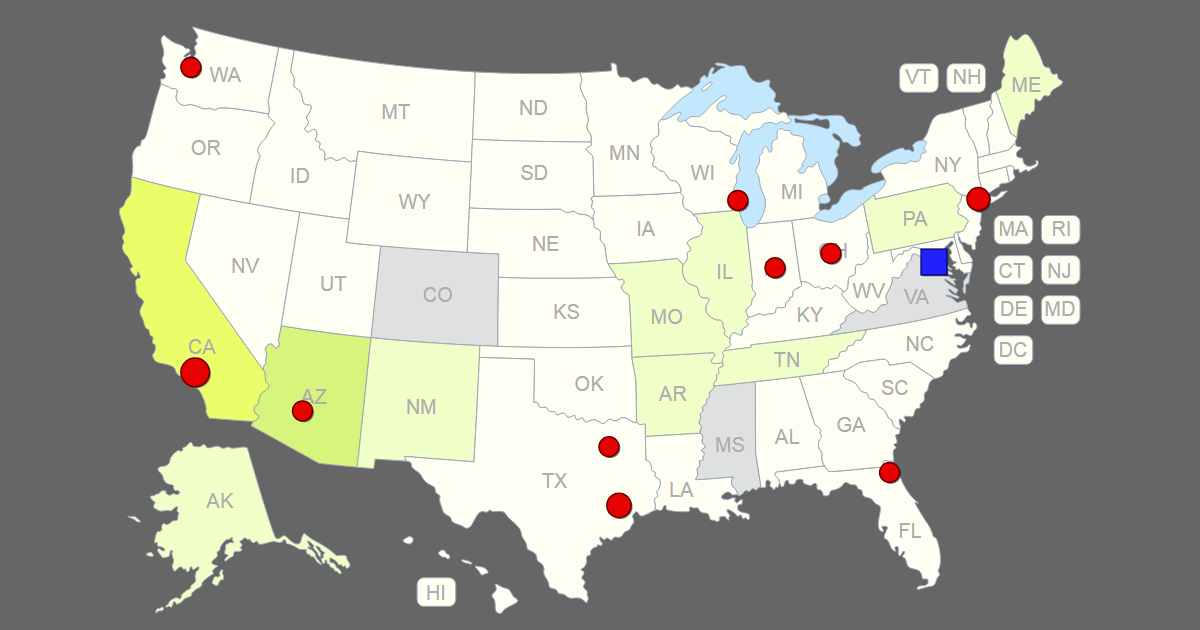 Interactive USA Map [Clickable States/Cities]